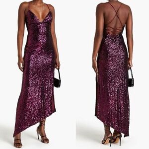 Retrofete | “Tulle” Sequin Asymmetrical Gown in Violet | Women’s XL